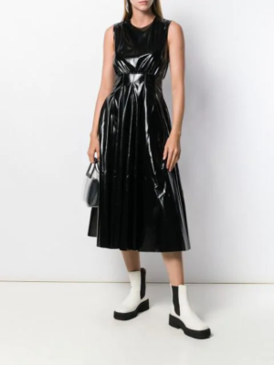 MSGM Patent Faux Leather A-Line Midi Dress Size 46(8) MSRP: $725.00 | eBay