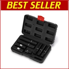 8-Piece Spline Socket Set for Easy Removal of Locking Lug Nuts - Chrome-Vanadium