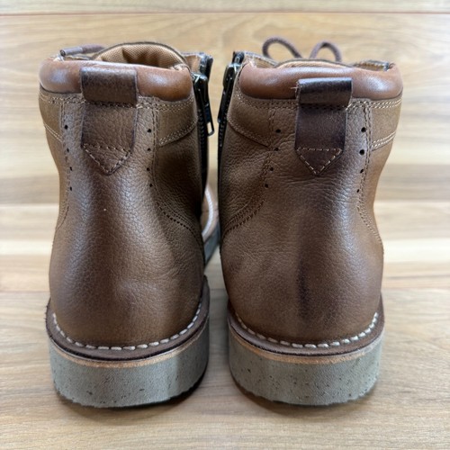 Florsheim Mens Boots Size 13 W Ortholite Brown Leather Lace Up Zip Comfort Boots - 第 7/11 張圖片