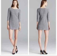 Theory Blue Tweed Mini Dress Large Luxe Minimalist