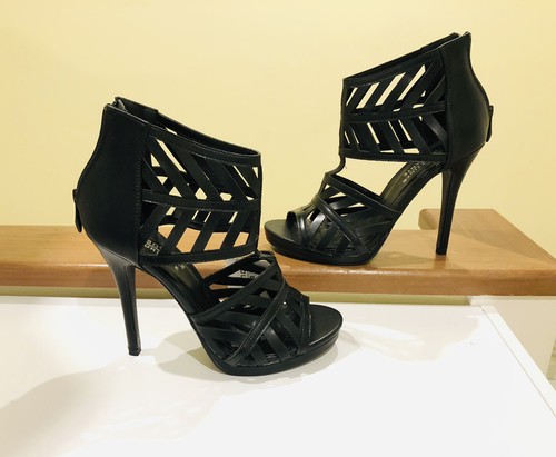 La Bottine Souriante BNIB Black Faux Leather Cut Out Heels Size 5 UK 38 EU  | eBay