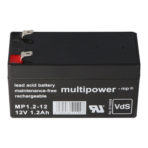 Multipower MP1.2-12 Blei Akku mit 4,8mm Faston Steckkontakten mit VDS Zulassung - Bild 2 von 9