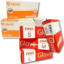 DND - Shield Latex Gloves High Quality Powder Free General Size XS S M L
