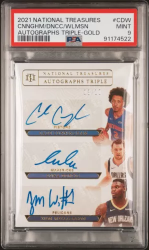 2021 PANINI NATIONAL TREASURES GOLD CUNNINGHAM/DONCIC/WILLIAMSON 3/10 PSA 9 AUTO