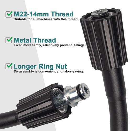 15M/50FT High Pressure Washer Hose 5800PSI M22 14MM Power Washer Extension Hose - Picture 14 of 24