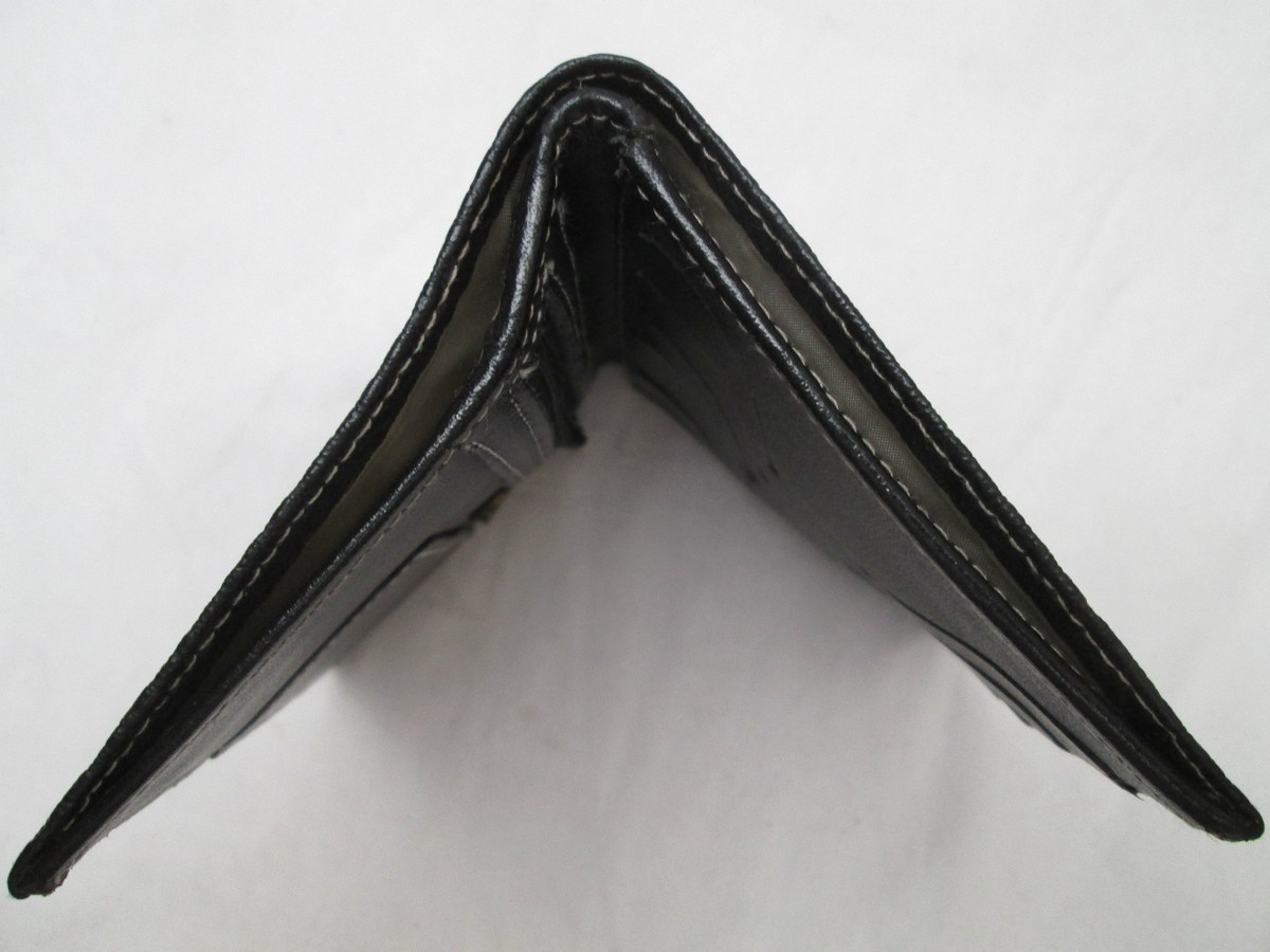 Portefeuille Porte-monnaie Paquetage Cuir Vintage - Authentique, Occasion, Noir