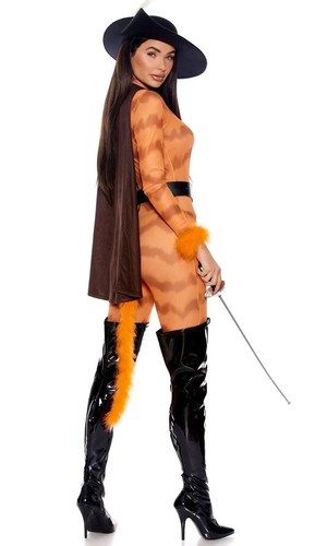 OPEN BOX - Sexy Feline Fencer Puss Halloween Costume - S/M - Orange - Picture 2 of 2