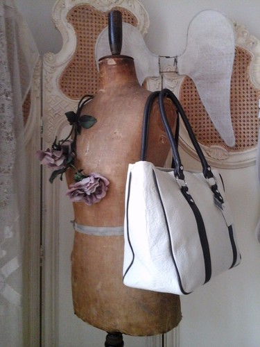 Genuine OSPREY Designer~Ivory Leather Cow Hide Oversize Tote Shopper Handbag~NEW - Picture 7 of 12