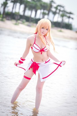 Sword Art Online SAO Asuna Yuuki Bikini Swimwear Swimsuit Women Cosplay Costume