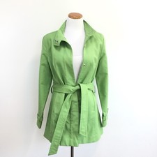 Mossimo Womens Sz M Belted Short Trench Jacket Green Fully Lined Great Look Sz M