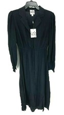 Lola May Shirt Dress Womens 8 Black Balloon Sleeve Belted Minimalist Modern Boho
