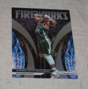 2021-22 Panini Prizm #3 Giannis Antetokounmpo Silver Fireworks Insert 