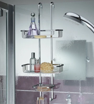 Croydex Rust Free Hook Over Three Tier Basket Shower Caddy Organiser
