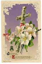 Vintage Postcard A JOYFUL EASTERTIDE  Birch Cross Wild Roses Winsch 
