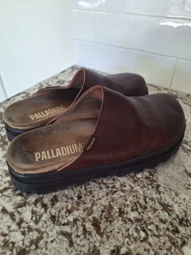 Palladium Brown Leather Slip-On Mules Sz 9 vintage - Picture 3 of 9