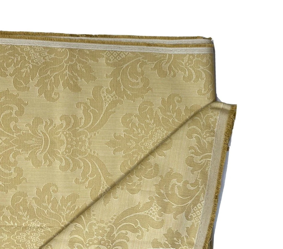 4.78 yds Luxury Vintage Medium Weight Fabric Remnant Textile Scraps Gold Damask - Image 2 of 4