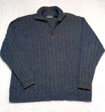 Oscar De La Renta Men's XL Knit Sweater Gray 1/4 Zip Pullover