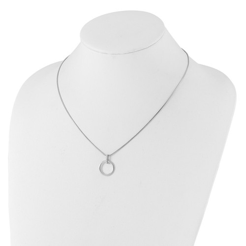 Sterling Silver Rhodium Plated .05ct. Diamond Circle w/2IN EXT 18" Necklace - Picture 3 of 4