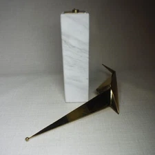 GOLD METAL WITH MARBLE BASE ORIGAMI BIRD SCULPTURE FIGURINE PROJECT BROKEN