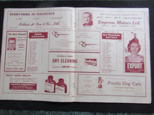 1955-56 Western Hockey League Program Victoria Cougars vs New Westminster Royals - Picture 6 of 8