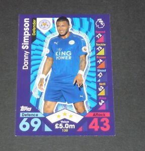 SIMPSON LEICESTER CITY FOXES FOOTBALL TOPPS MATCH ATTAX PREMIER LEAGUE 2016-2017