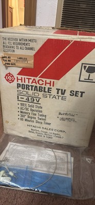 VINTAGE HITACHI I-49 TRANSISTOR TELEVISION CRT TV RECEIVER 9