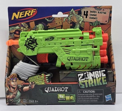 NEW Nerf Zombie Strike Quadrot Blaster 4x Elite Darts Canons Hasbro NEW Sealed