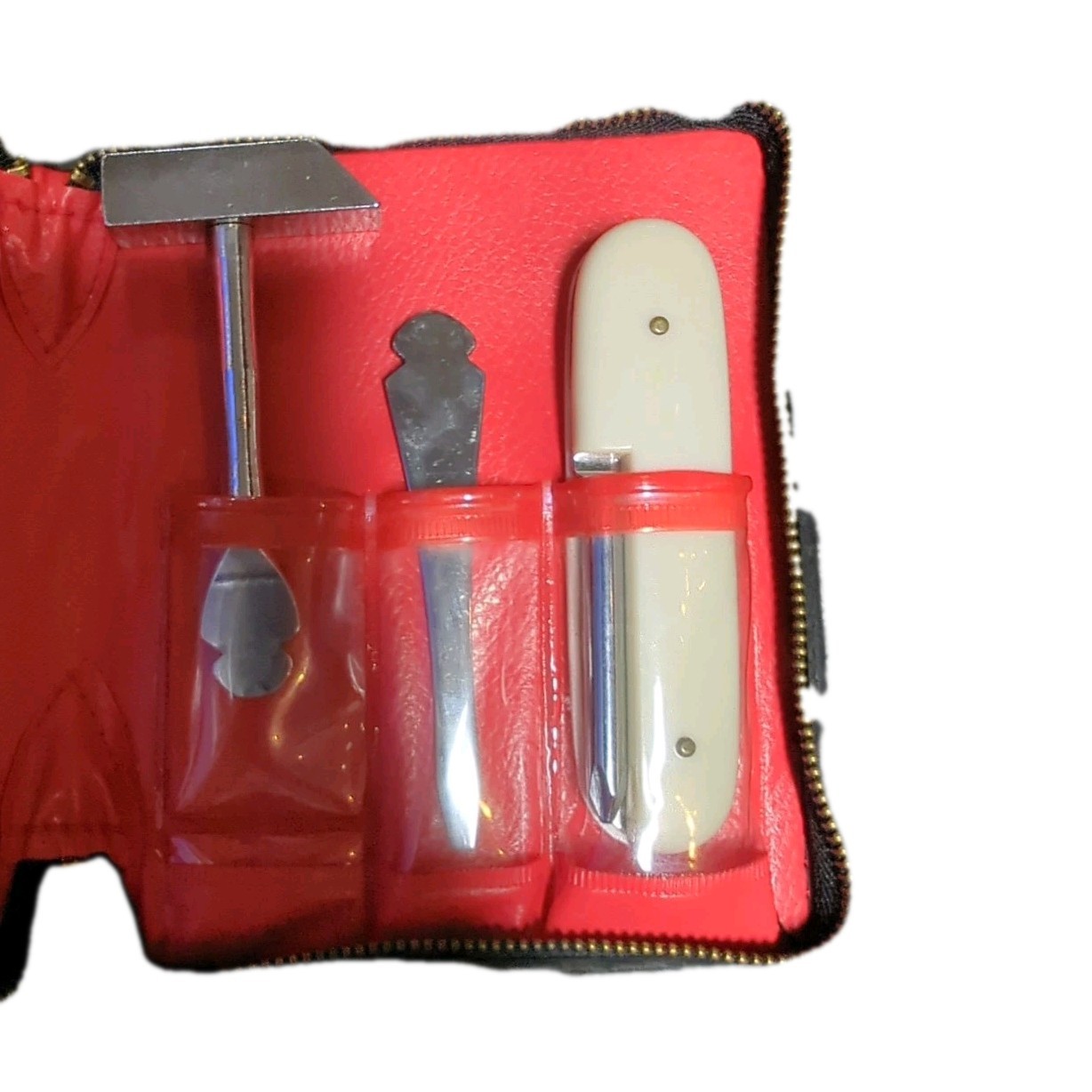 Vintage Universal Handy Man 7 Piece Stainless Steel Zippered Tool Kit