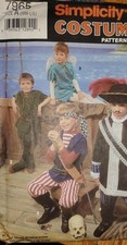 Simplicity Costume Pattern 7965 3-4, 5-6, 7-8 Pirates, Peter Pan  an Angel.