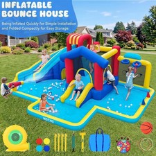 Inflatable Bounce House Water Slide Park Kids Toddler with 550W Air Blower