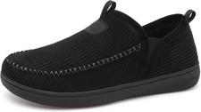 Men'S Slippers Wide Memory Foam House Shoes Moccasin Slip-On Cozy Loafer Slipper