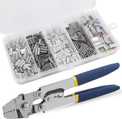 Shaddock Fishing Crimp Pliers – Heavy Duty Stainless Steel Crimping Tool For Wire Rope, Crimp Sleeves & Cable, 4 Press Positions + 2 Cutters (Blue)