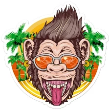 Gorilla Chimp Glasses - Vinyl Decal Sticker - Car Window Laptop - ebn7953