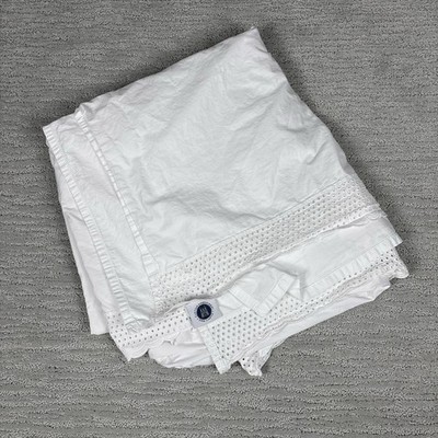 Hamburg House King Flat Sheet White Cotton Made in USA Used
