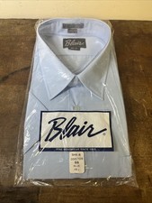 Vintage NOS Blair Men  s Long Sleeve Dress Shirt Light Blue SS 18 1/2