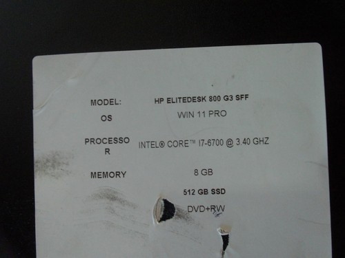 HP EliteDesk 800 G3 SFF Core i7-6700 3.40GHz 8GB 512GB SSD W11 Desktop PC (V778) - Bild 7 von 7