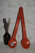 🌟Couvert  TUPPERWARE Pince à Salade Orange Cuillère Ancien Vintage TTBE