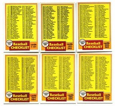 Lot Of (6) 1981 Topps Checklist Baseball Cards - UNMARKED