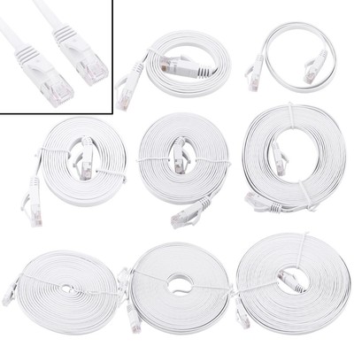RJ45 CAT6 Ethernet Network Flat LAN Cable UTP Patch Router Cables 1000M Whit Fit