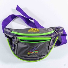 Marsupio vintage Le Coq Sportif grigio fluo verde anni 90 rave marsupio