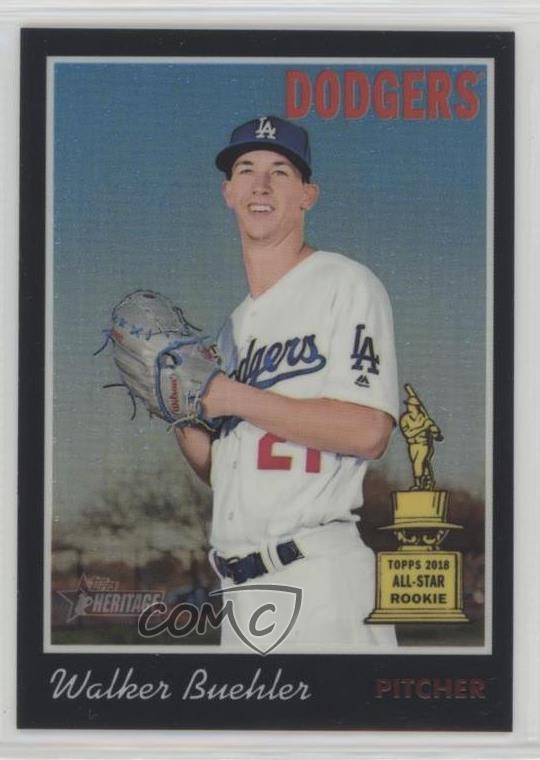 2019 Topps Heritage Chrome Black Refractor 28/70 Walker Buehler #THC-427 v6g