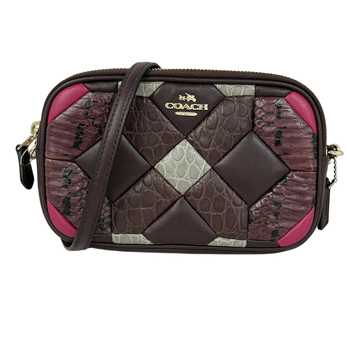 COACH Embossed Patchwork Shoulder Bag Bordeaux Pi… - image 1