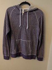 Womens Size M Pimatee Full Zip Front Pocket Long Sleeve Purple Hoodie