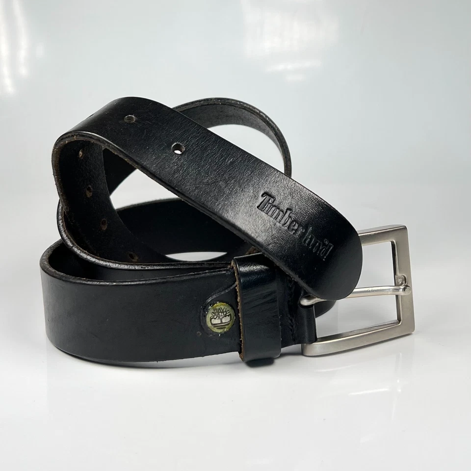 Timberland черный кожаный ремень сделано в Италии мужской размер L металлическая пряжка логотип - Изображение 3 из 4