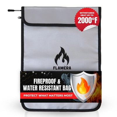 Fireproof and WaterResistant Bag with Two Pockets and Secure Zipper   15'' x 1...