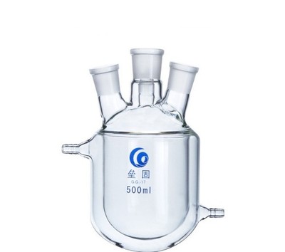 4-Necks Glass Jacketed Flask Reactor Vessel Double Layer 500ml- *qq