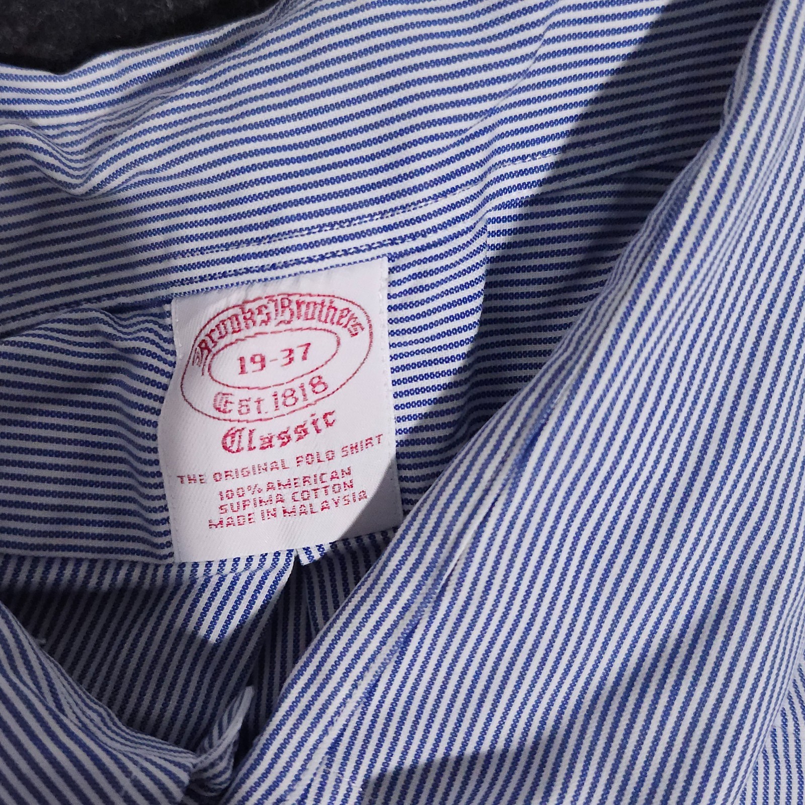 Brooks Brothers Oxford Button Down Shirt Men 19-37 Blue Striped OCBD Long Sleeve thumbnail 10