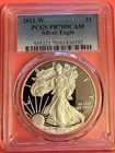 2011 W American Silver Eagle PCGS PR70DCAM Proof Classic Blue Label Bullion