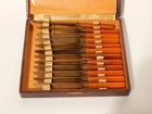 Antique Set Of 12 French Fruit Knives With Bakelite Handles And Brass Blades