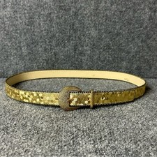 Vintage 60s gold mod belt women s MED beaded metallic disco holographic scales
